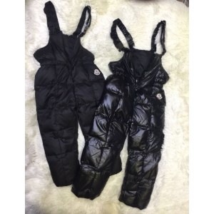 Детские штаны Монклер высокие с грудкой черные