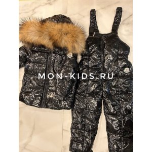 Раздельный комбинезон Moncler черный глянец